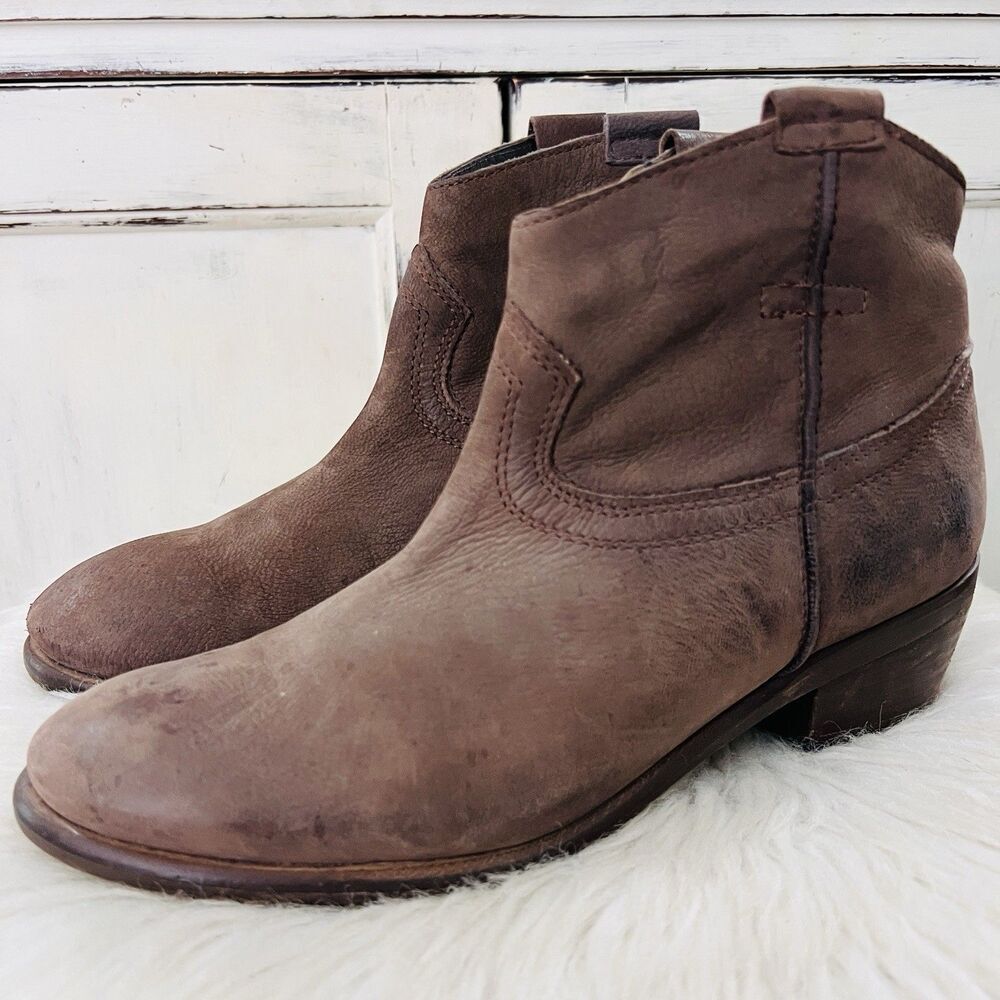 Diba True Brown Leather Moon River Western Ankle Boots - Womens Size 8.5M